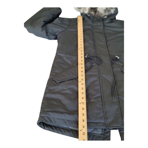 Levi's Black Arctic Cloth Shortie Parka Jacket with Faux Fur Hood Women's XS NWT - Picture 12 of 15